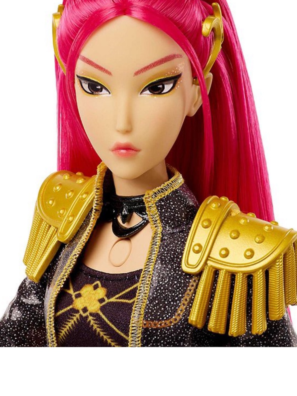 Mattel Doll with Vivid Pink Hair and Gold Shoulder Armor